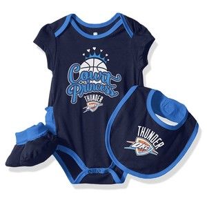 NBA Oklahoma City Thunder Court Princess 3-pc Bodysuit,Bib,Booties 18 months NWT